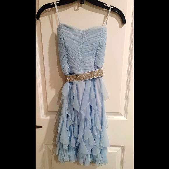 Light blue formal strapless dress, Le Chateau
